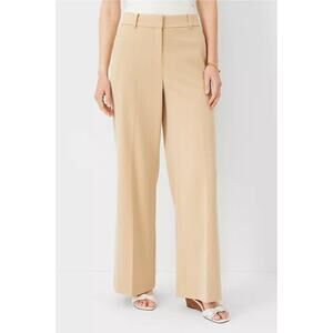 Ann Taylor The Perfect Wide-Leg Pant - Curvy Fit Sz 12 Curvy Beige Career